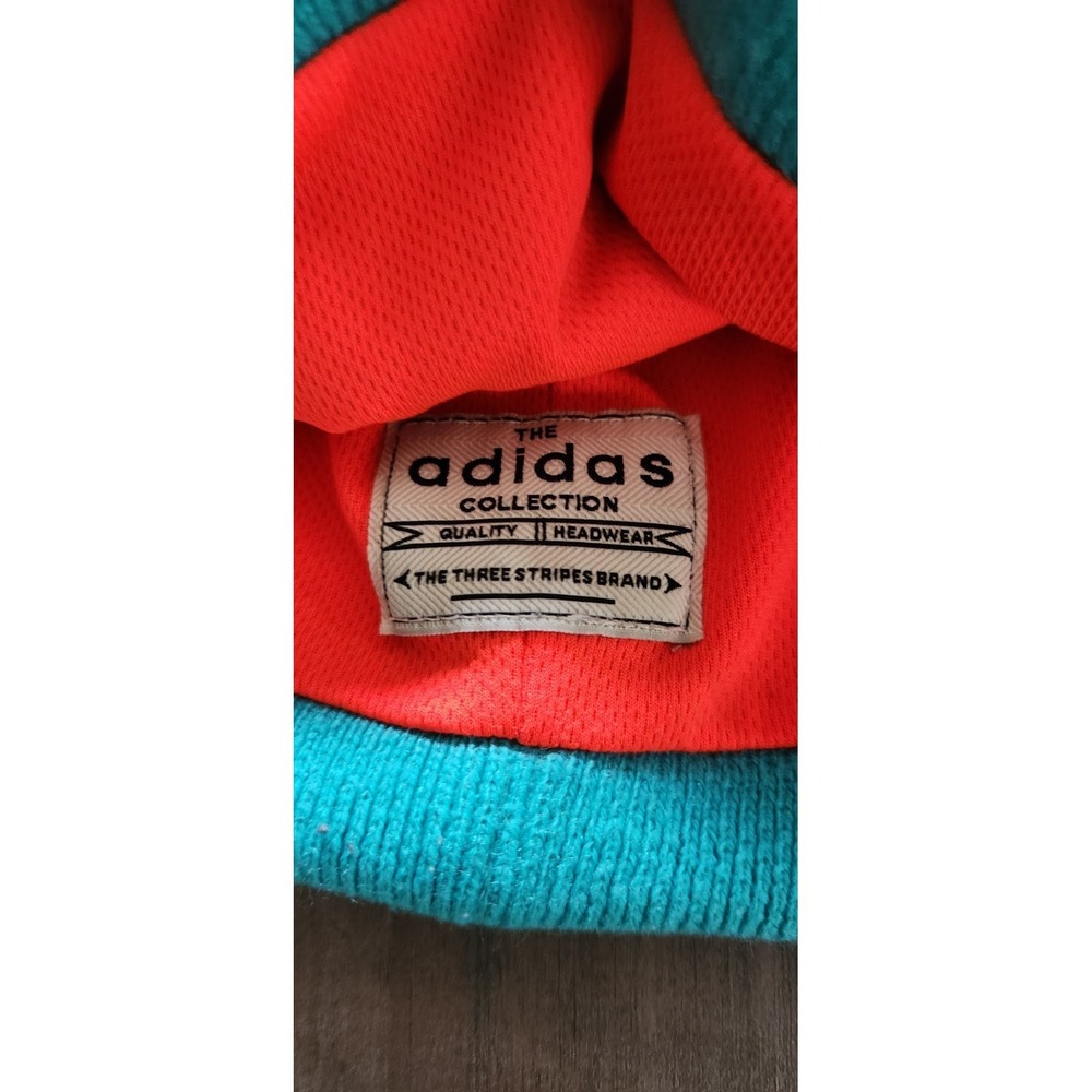 Adidas Turquoise Blue & Orange Beanie Hat Tobogan With Pom Pom - Picture 2 of 3
